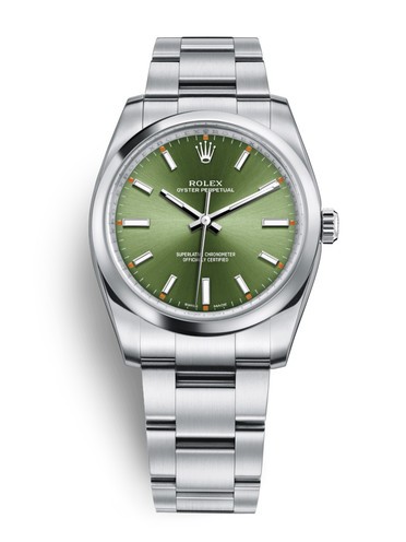 Replica Rolex Oyster Perpetual Swiss Watches 114200-0021 Green Dial 34mm(High End)