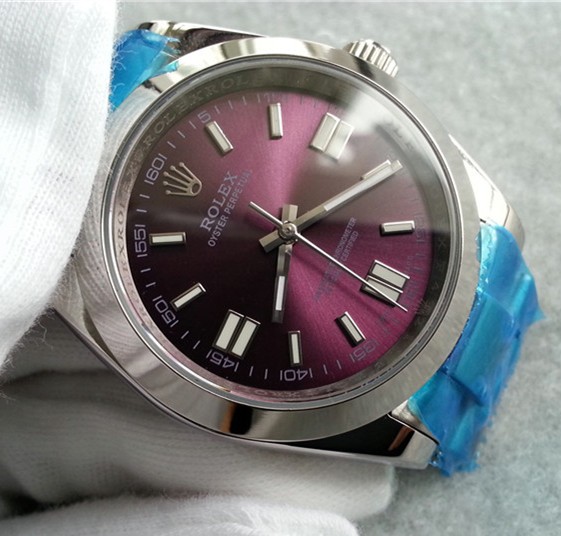 Rolex Oyster Perpetual 116000 Red grape dial Automatic Replica Watch