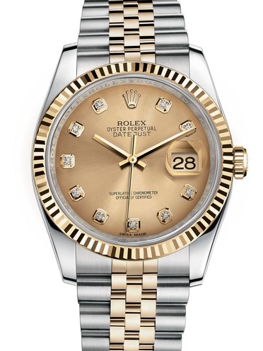 Replica Rolex Datejust Swiss Watches 116233-0150 Gold Dial 36mm (High End)