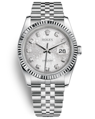 Rolex Datejust Replica Watches Jubilee Silver Computer Dial Diamond Hour markers