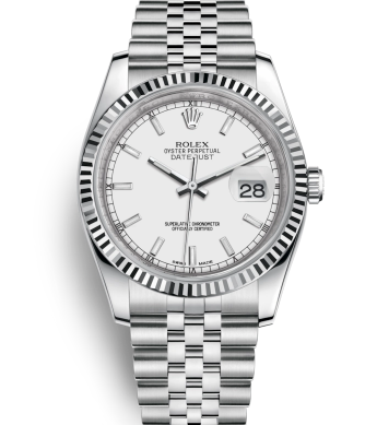 Swiss Rolex Datejust Mens 116234-0088 White dial Bar-type time markers Automatic Replica Watch