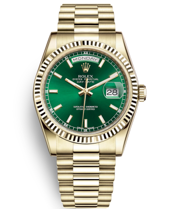 Rolex Day-Date Swiss Automatic Gold Watch 118238-0419 Green Dial 36mm (High End)