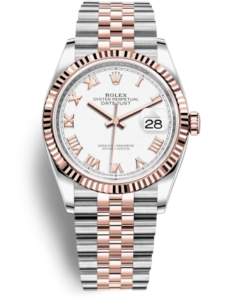 Rolex Datejust Swiss Automatic Rose Gold Watch 126231-0015 White Dial 36mm (High End)