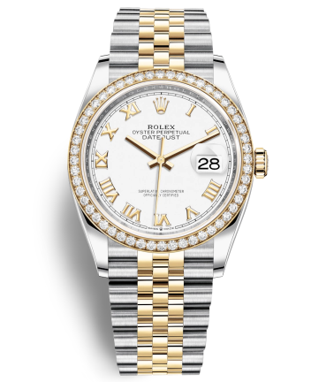 Rolex Datejust Swiss Automatic Yellow Gold Watch 126283RBR-0015 White Dial 36mm (High End)