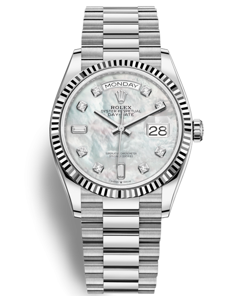 Replica Rolex Day-Date Swiss Watches 128239-0007 MOP Dial 36mm(High End)
