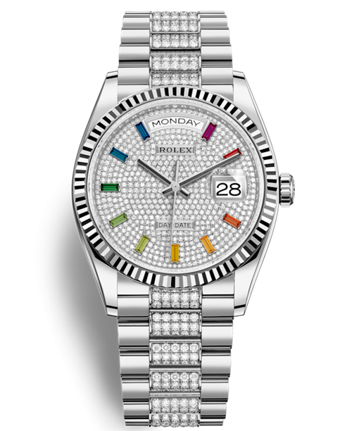 Replica Rolex Day-Date Swiss Watches 128239-0027 Diamonds Dial 36mm(High End)
