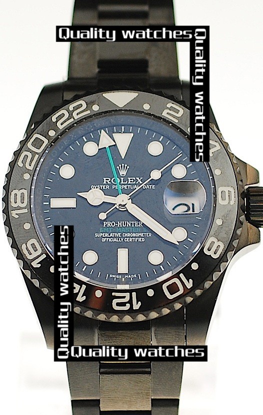 Swiss Rolex Pro-Hunter GMT-Master II Dark blue dial Ceramic bezel PVD  Automatic Replica Watch 