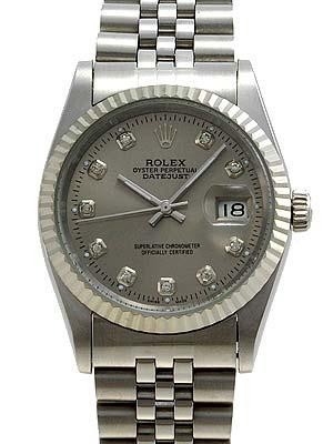 Rolex Datejust Replica Watches SS Gray dial diamond (CZ) hour marker II