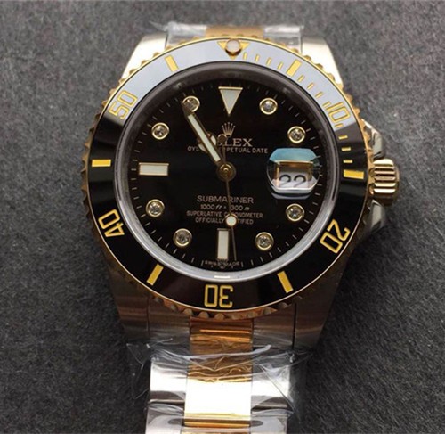 Rolex Submariner Swiss Cal.3135 Automatic Watch Diamonds Markers Black Dial (Super Model)