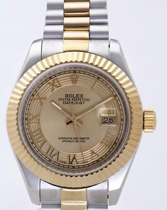 Rolex Datejust II Replica Watches Gold Dial RX4105