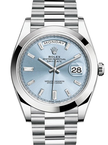 Rolex Day-Date II Swiss Replica Watch 228206-0002 Ice Blue Dial 40mm (High End)