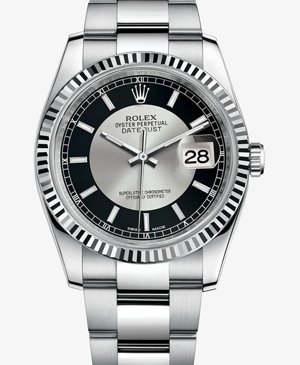 Swiss Rolex Datejust Mens 116234 Black Silver dial Bar-type time markers  Automatic Replica Watch