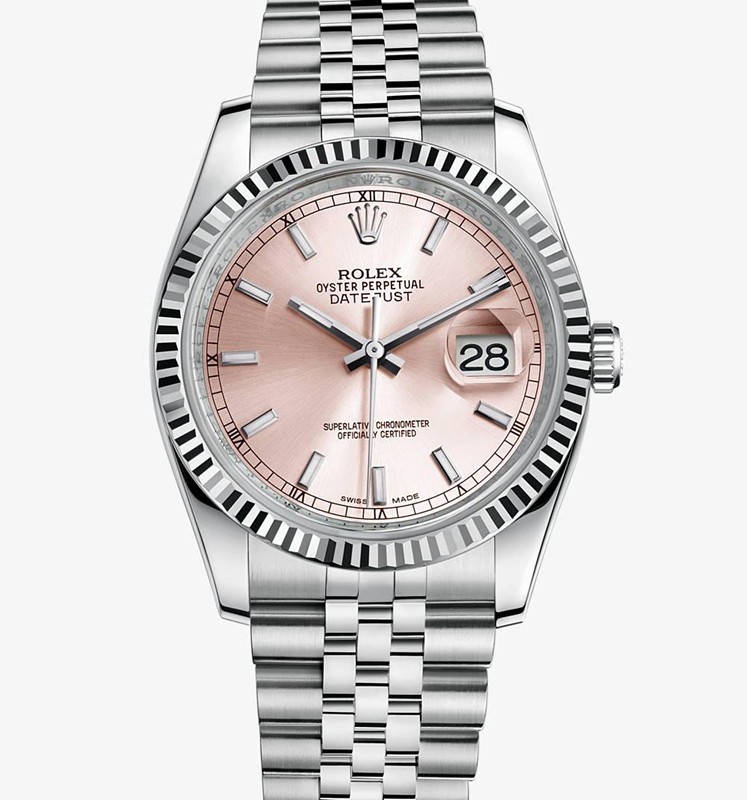 Swiss Rolex Datejust Mens 116234 Pink dial Bar-type time markers  Automatic Replica Watch