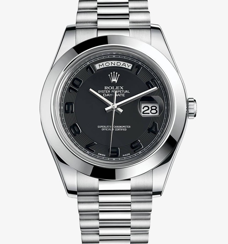 Rolex Day-Date II 218206 Platina Black Concentric circles dial Men Automatic Replica Watch