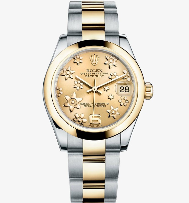 Swiss Rolex Datejust Ladies 178243 Champagne dial with Flowers bugling Automatic Replica Watch