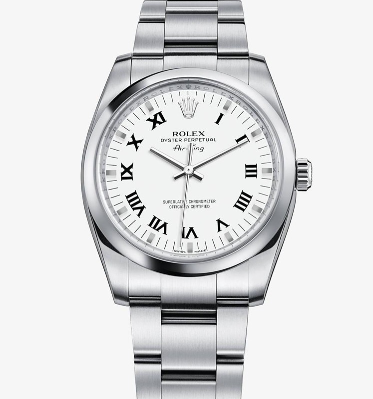 Swiss Rolex Air-King 114200 White dial Roman numerals Men Automatic Replica Watch