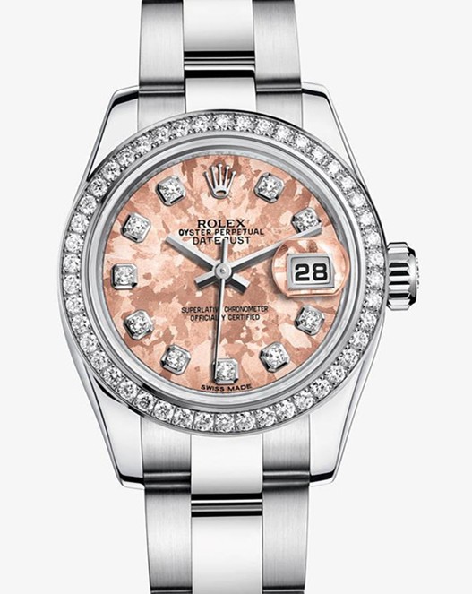 Swiss Rolex Datejust Ladies 179384 Pink Crystal Diamond time markers Dial Automatic Replica Watch