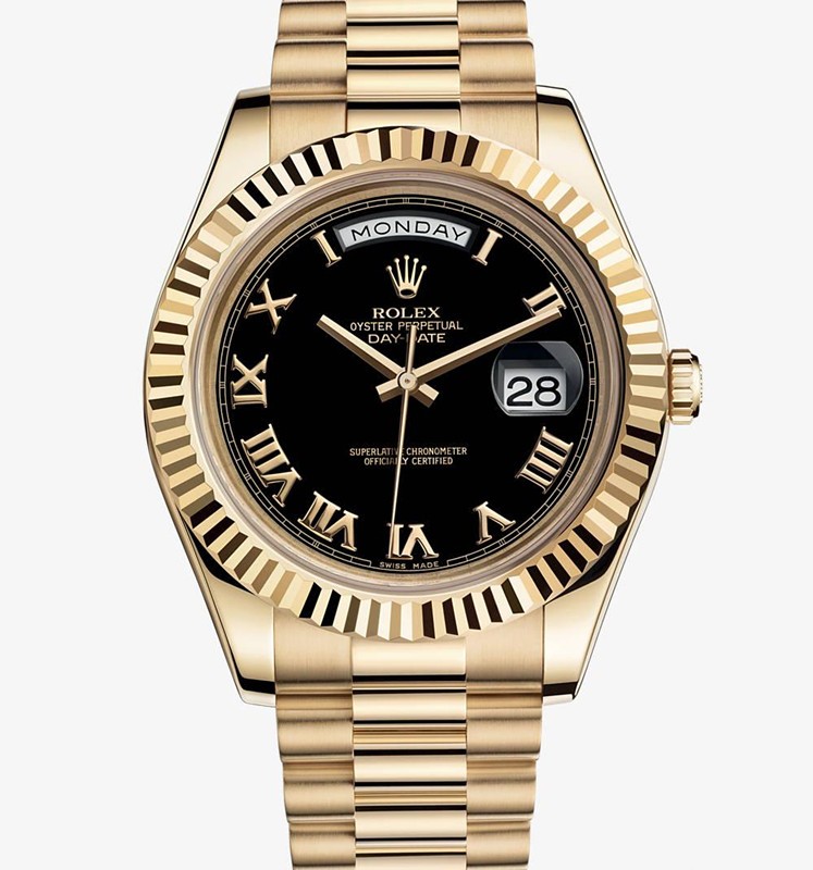 Rolex Day-Date II 218238 18K Gold Black dial Men Automatic Replica Watch
