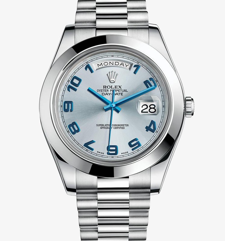 Rolex Day-Date II 218206 Platinum Ice blue dial Arabic numerals Men Automatic Replica Watch