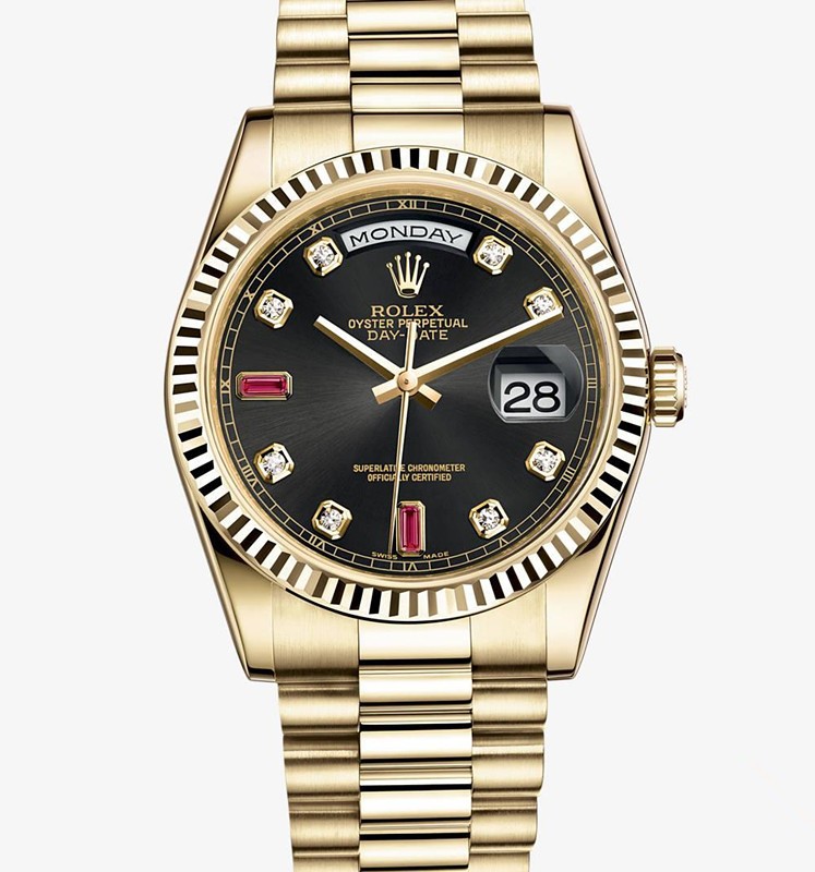 Replica Rolex Day-Date Automatic Watch 118238-0396 Black Dial 36mm
