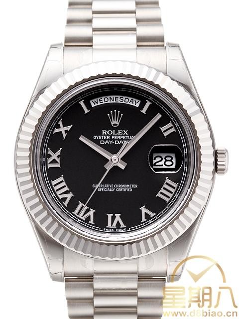 Replica Rolex Day-Date II Automatic Watch 218239 Black Dial 41mm