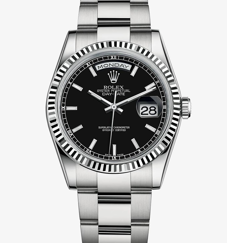 Swiss Rolex Day-Date 118239 Black dial Bar-type time markers Men Automatic Replica Watch