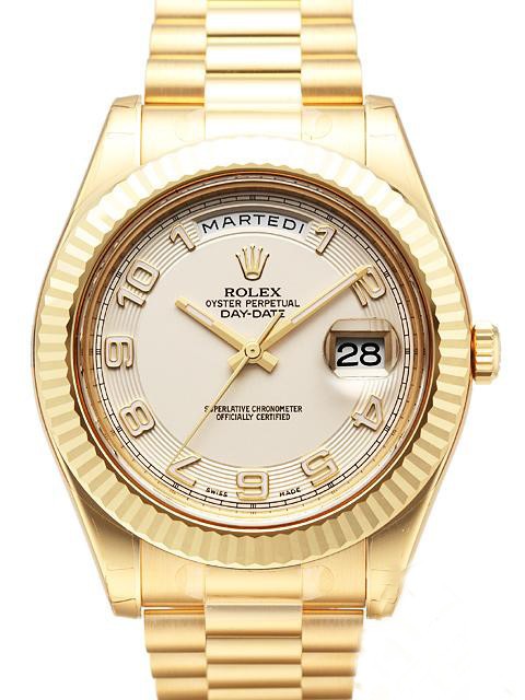 Rolex Day-Date II 218238 18K Yellow Gold White dial Arabic numerals Men Automatic Replica Watch