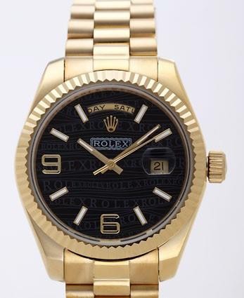 Rolex Day-Date II Replica Watches Black Dial RX41163-1