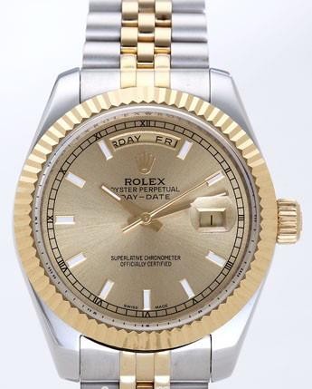 Rolex Day-Date II Replica Watches Gold Dial RX41123