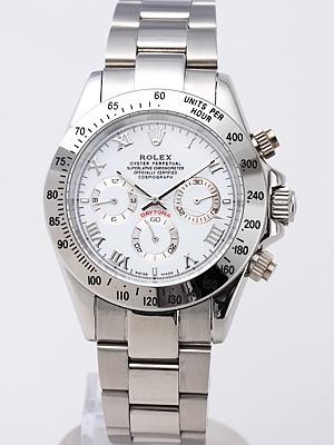 Rolex Daytona Replica Watches White Dial Roma hour markers SS Band