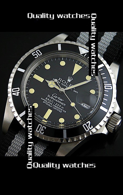 Rolex Submariner Vintage Zebra-stripe Nylon strap Automatic Replica Watch 