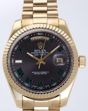 Rolex Day-Date II Replica Watches Black Dial RX41172
