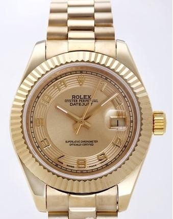 Rolex Datejust II Replica Watches Gold Dial RX4130