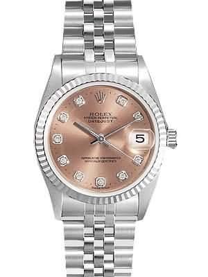 Rolex Datejust Replica Watches SS Stainless Steel Bronze Dial Diamond Hour markers IV