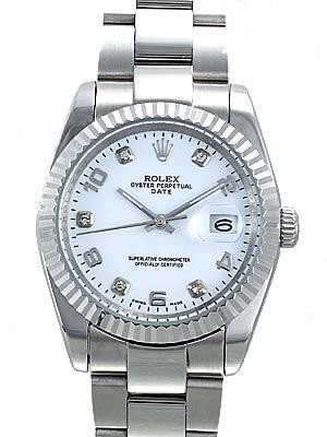 Rolex Oyster Datejust Replica Watches White Dial with Arabic and Diamond Hour Markers RX5059