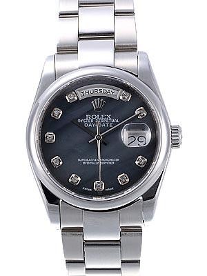 Rolex Oyster Day Date Replica Watches  Black Dial Diamonds Hour Markers RX4021