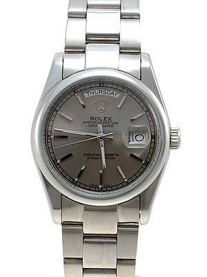 Rolex Oyster Day Date Replica Watches  White Gold Gray dial bar hour markers II RLLP07