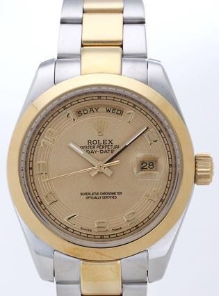 Rolex Day-Date II Replica Watches Gold Dial RX41132