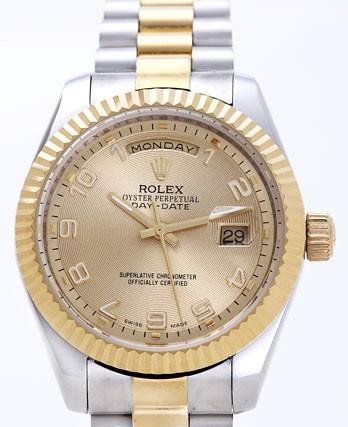 Rolex Day-Date II Replica Watches Gold Dial RX41125