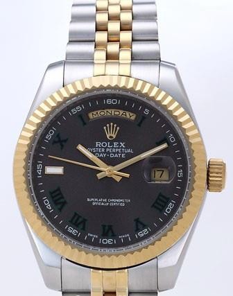 Rolex Day-Date II Replica Watches Black Dial RX41122