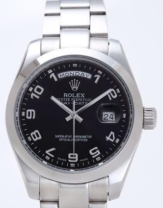 Rolex Day-Date II Replica Watches Black Dial RX41166