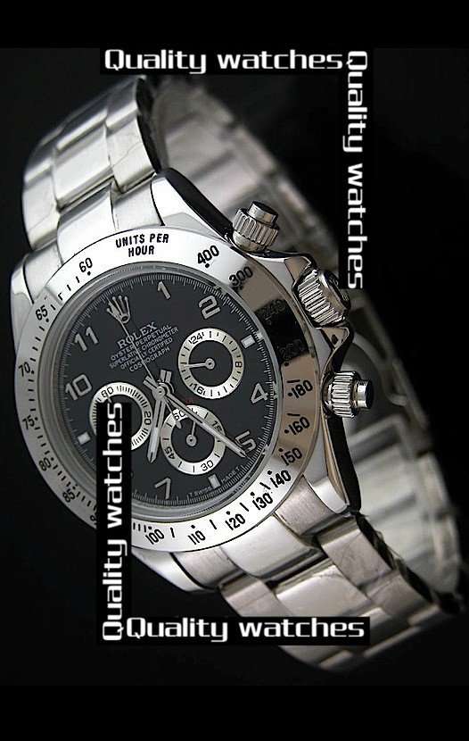 Rolex Cosmograph Daytona Black Dial Silver Sub-Dials Automatic Replica Watch 
