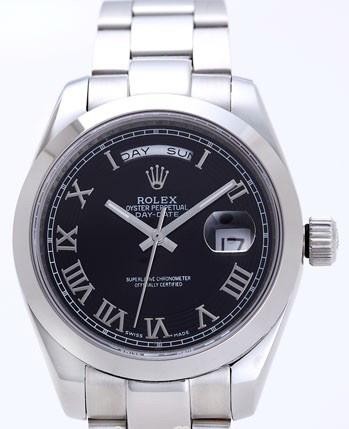 Rolex Day-Date II Replica Watches Black Dial RX41165