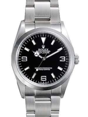 Rolex Explorer Replica Watches SS Vintage Edition Black dial RX418