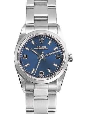 Rolex Oyster Perpetual Replica Watches SS Stainless Steel Blue Dial Arabic Bar Hour markers