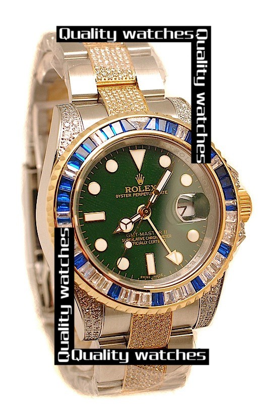 Swiss Rolex GMT-Master II 2011 Edition Diamonds case and bezel Automatic Replica Watch 