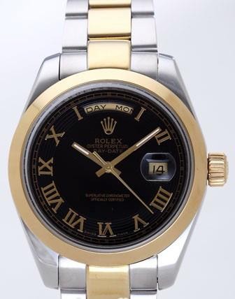 Rolex Day-Date II Replica Watches Black Dial RX41135