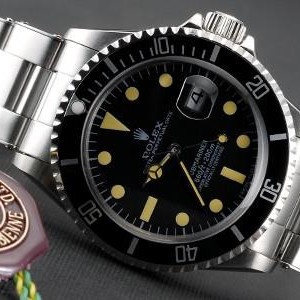 Rolex Submariner SS Case Black Dial Yellow Hour Markers SWRX927