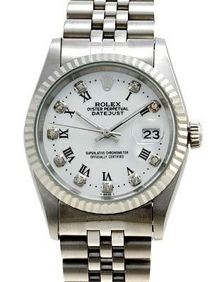 Rolex Datejust Replica Watches SS White dial diamond (CZ) hour markers