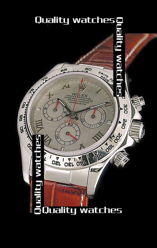 Replica Rolex Daytona Automatic Watch White Dial Brown Leather 40mm